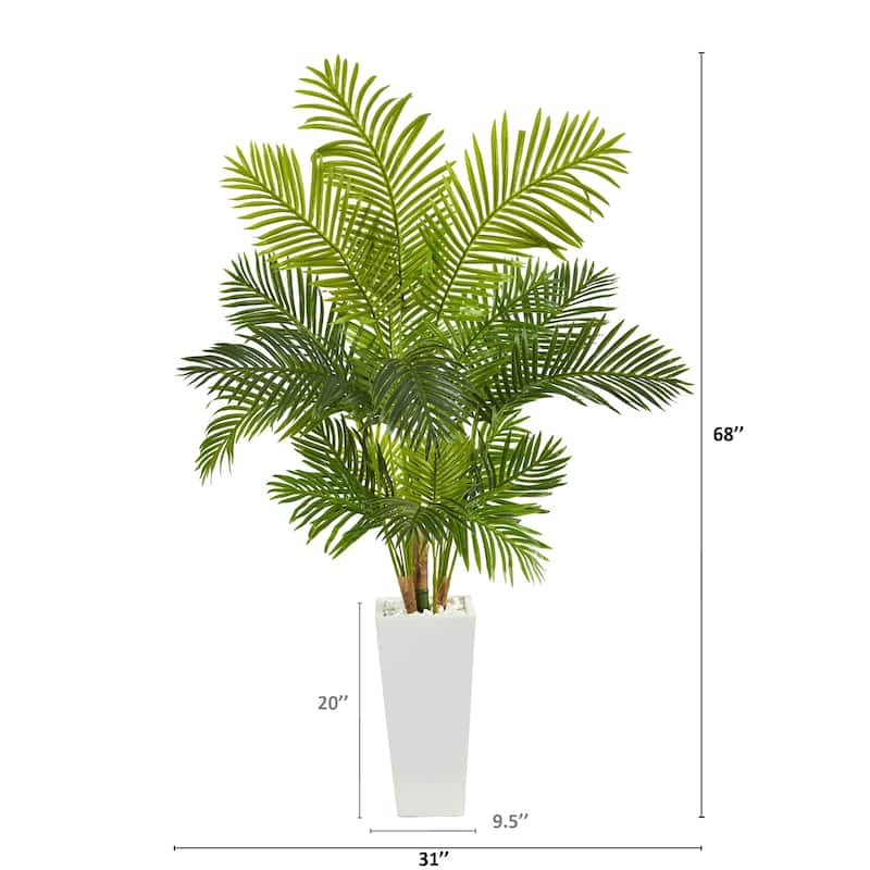 68" Hawaii Palm Artificial Tree in Tall White Planter