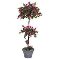 5' Bougainvillea Artificial Topiary Tree In Gray Planter - Bed Bath 