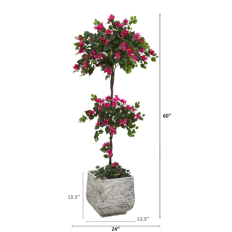 5' Bougainvillea Artificial Topiary Tree In White Planter - Bed Bath 