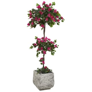 5' Bougainvillea Artificial Topiary Tree In White Planter - Bed Bath 