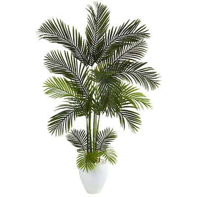 65" Areca Palm Artificial Tree in White Planter