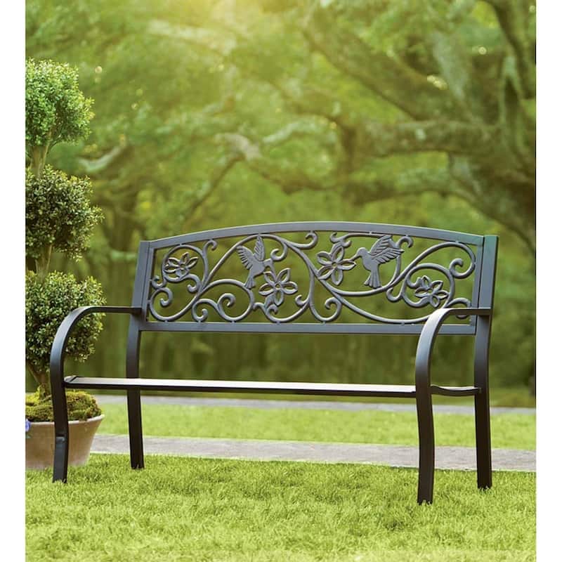 50 in. Hummingbird Metal Outdoor Garden Bench