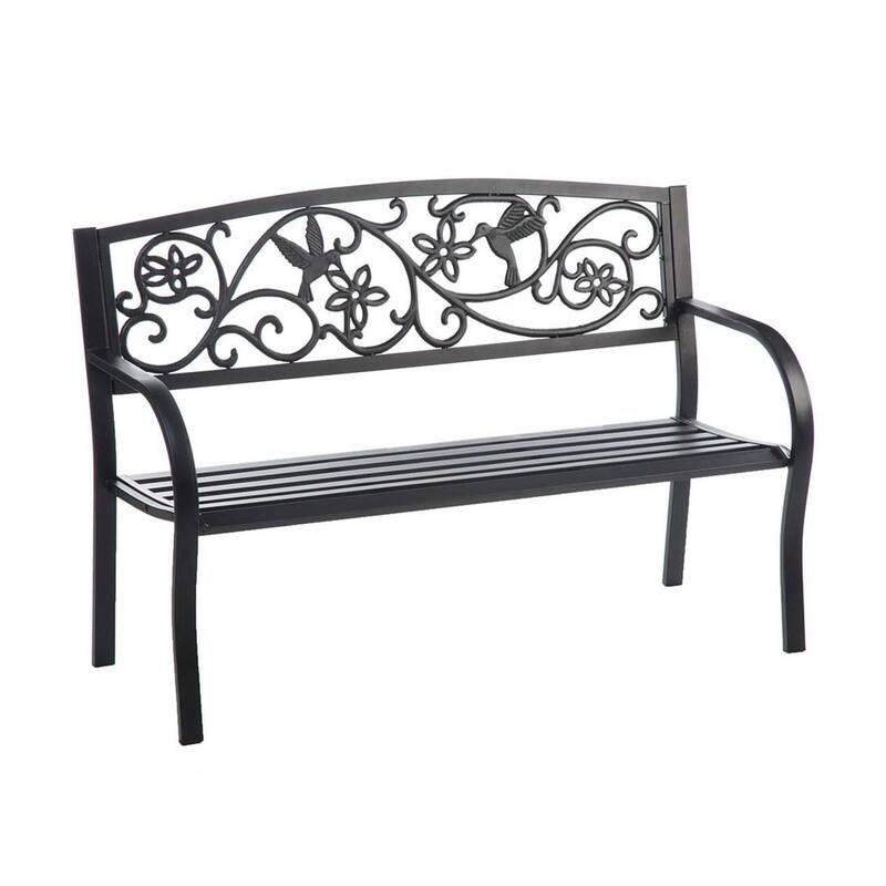 50 in. Hummingbird Metal Outdoor Garden Bench