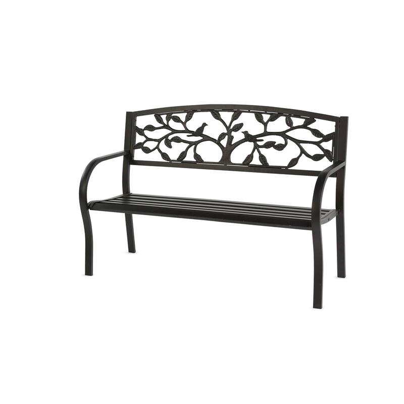 50 in. Tree of Life Metal Outdoor Garden Bench