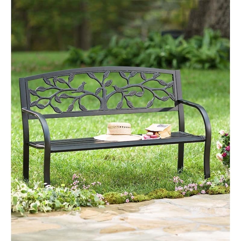 50 in. Tree of Life Metal Outdoor Garden Bench