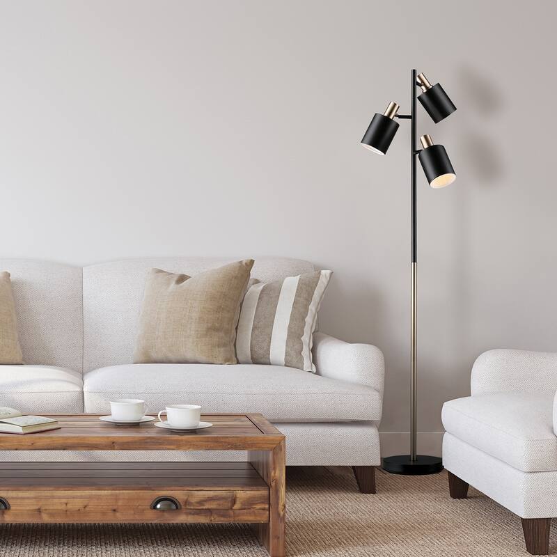 Porch & Den Minnie Matte Black 3-light Track Tree Lamp
