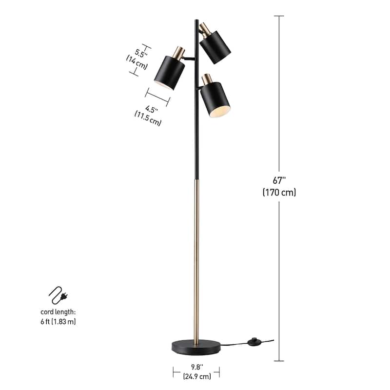 Porch & Den Minnie Matte Black 3-light Track Tree Lamp