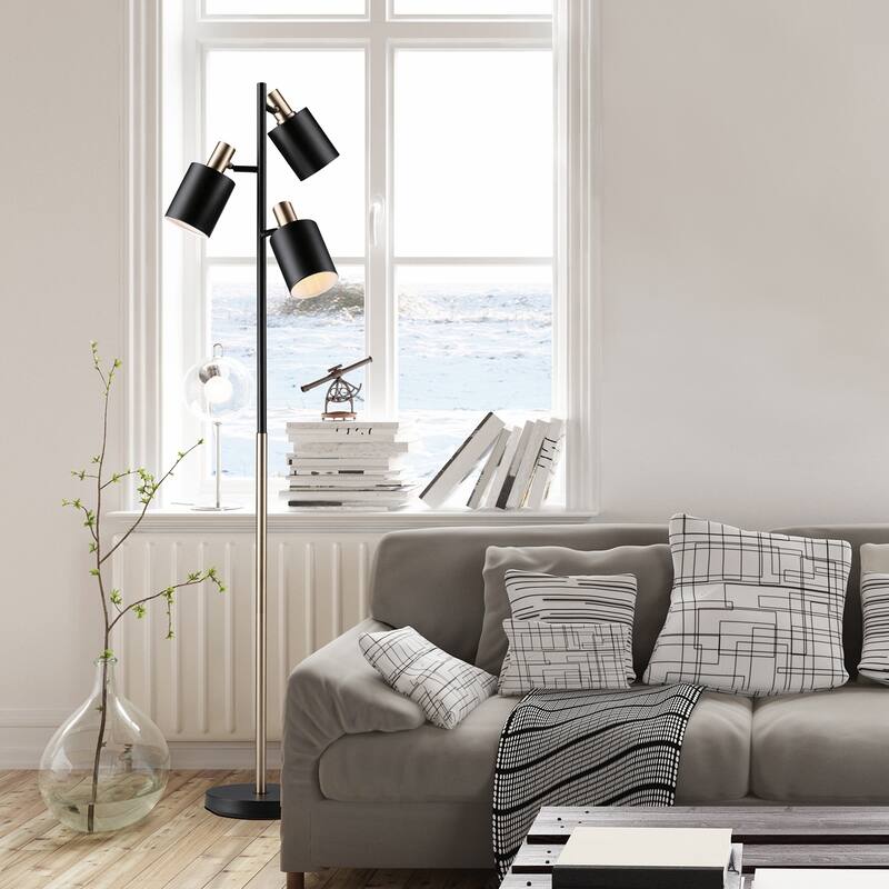 Porch & Den Minnie Matte Black 3-light Track Tree Lamp