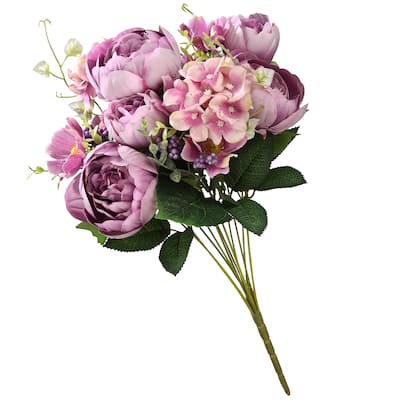 National Tree Company 19 in. Light Purple Rose Bundle
