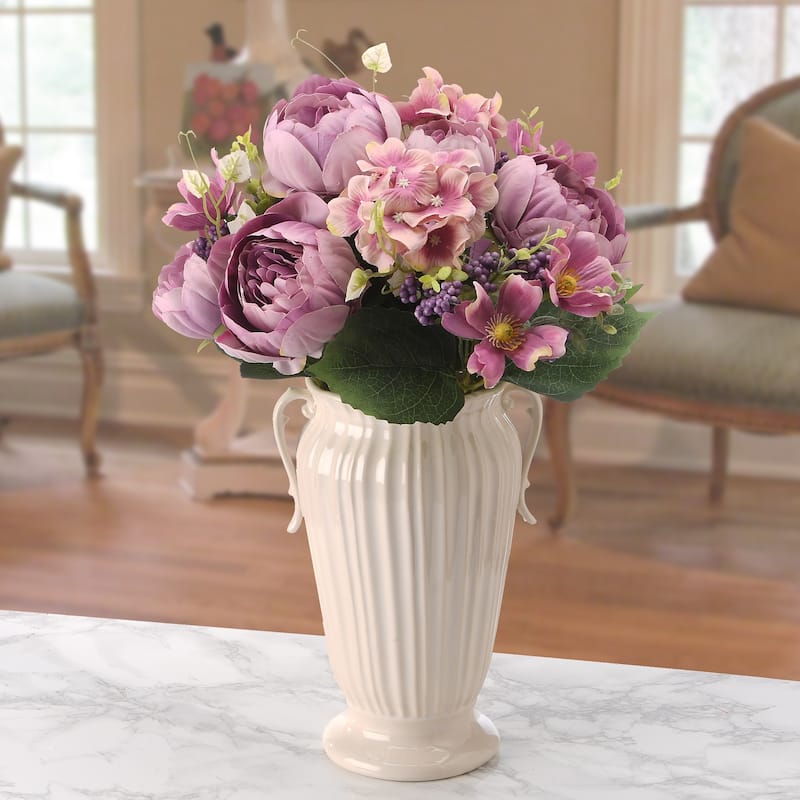 National Tree Company 19 in. Light Purple Rose Bundle