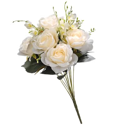 National Tree Company 19 in. Cream Rose Bundle