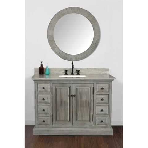 Rustic Style 48-inch Single Sink Bathroom Vanity with Marble Top