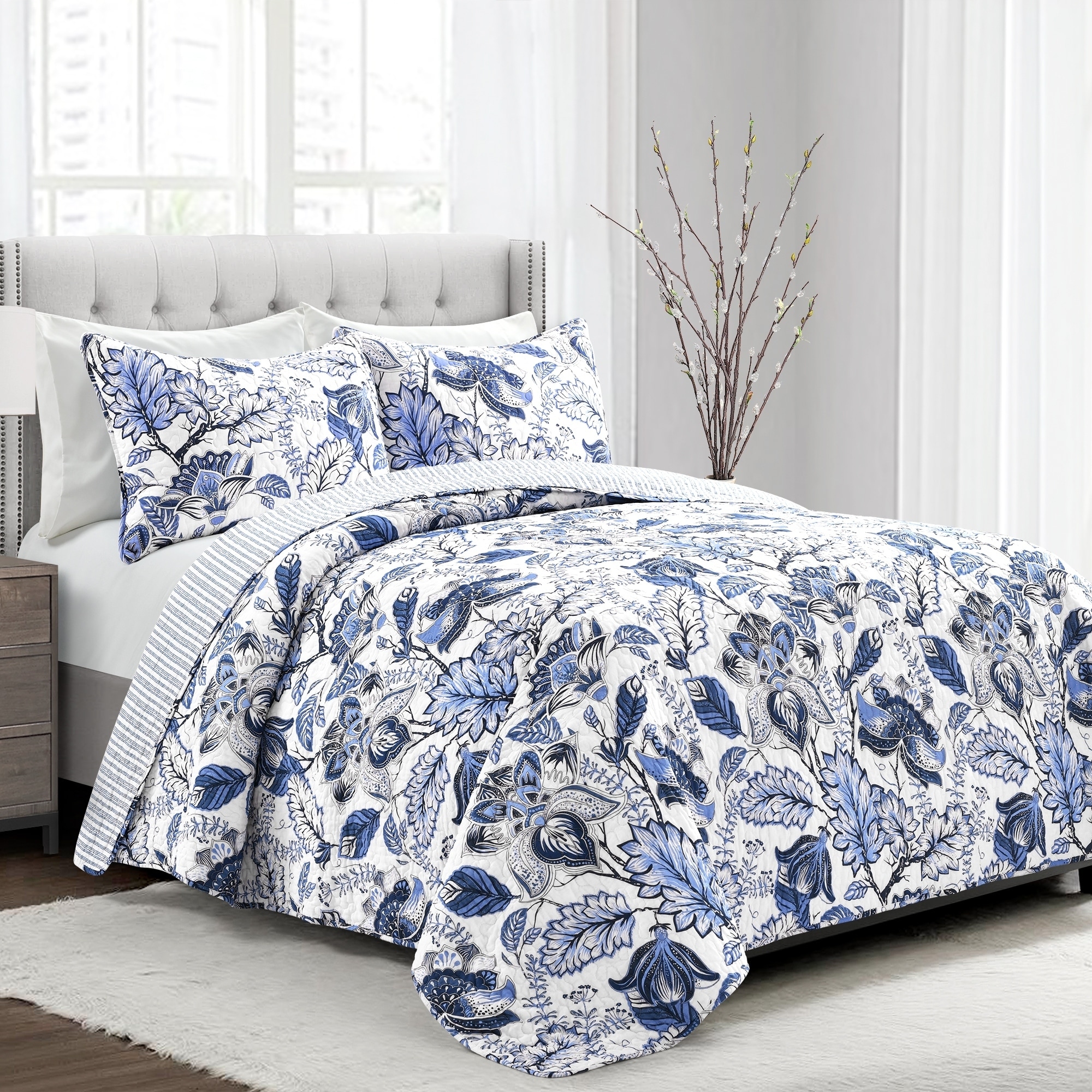 Lush Decor Cynthia Jacobean Cotton 3 Piece Quilt Set
