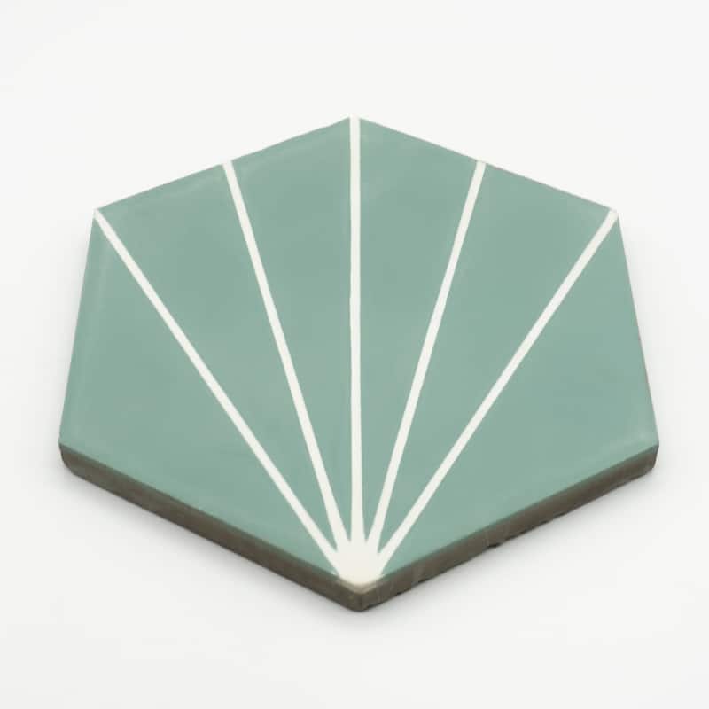 Handmade Menara 8''x9'' in Green and White Lines Pack of 12, (Morocco)