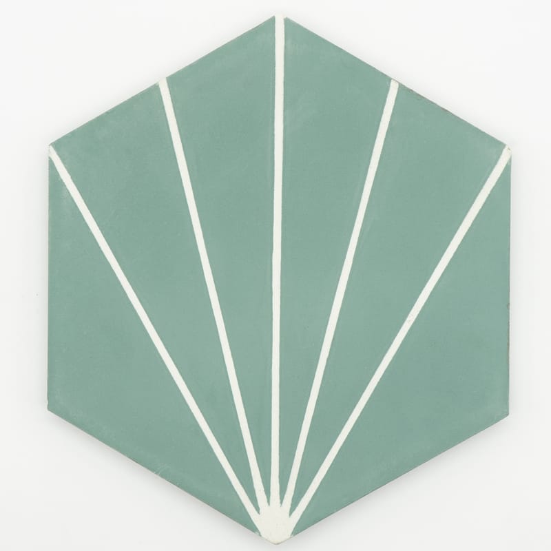 Handmade Menara 8''x9'' in Green and White Lines Pack of 12, (Morocco)
