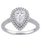 preview thumbnail 3 of 4, Miadora 1ct DEW Pear-Cut Moissanite and 1/3ct TDW Diamond Double Halo Engagement Ring in 14k White Gold