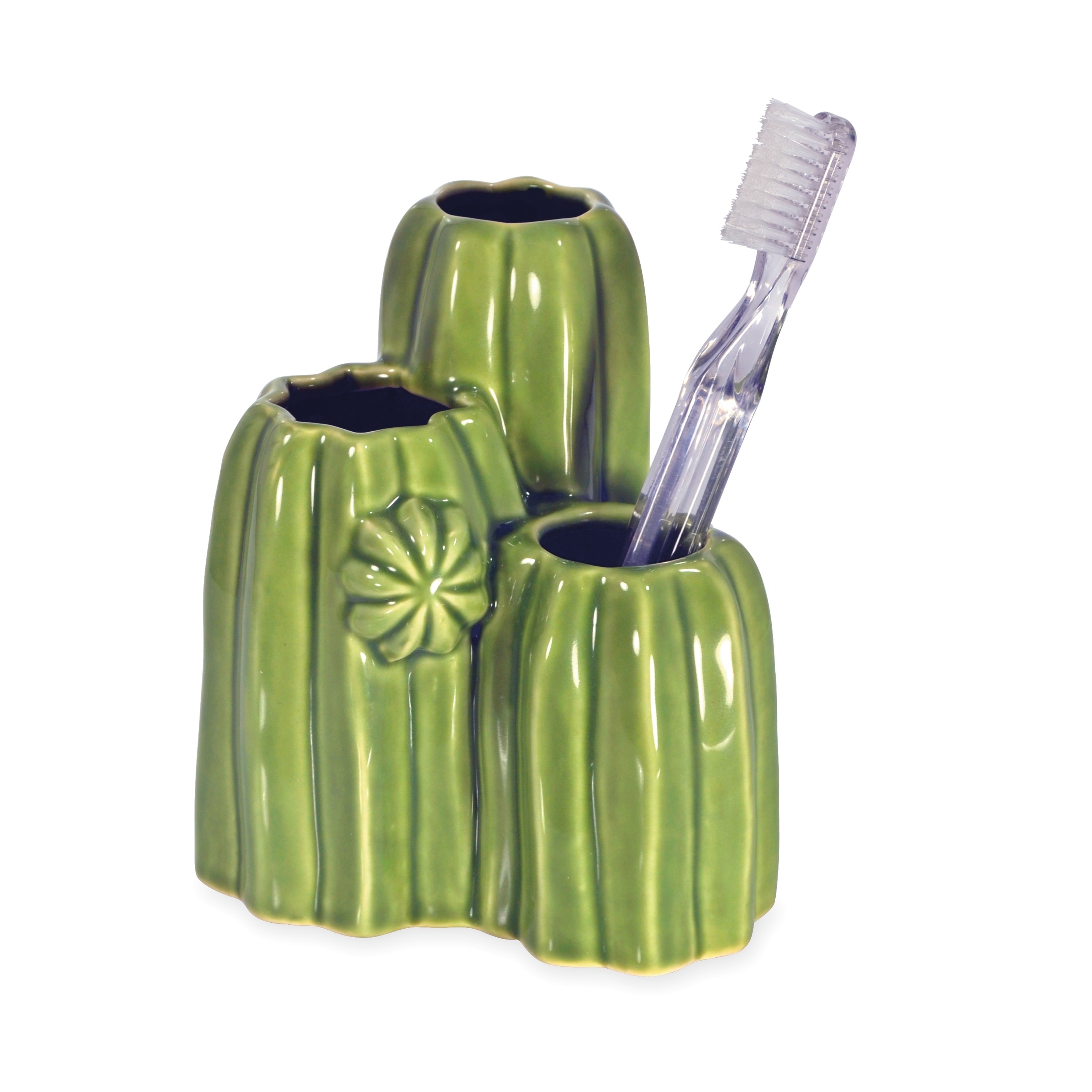 Destinations Cactus Tumbler Bath Accessories, Ceramic, Green, 1 Each