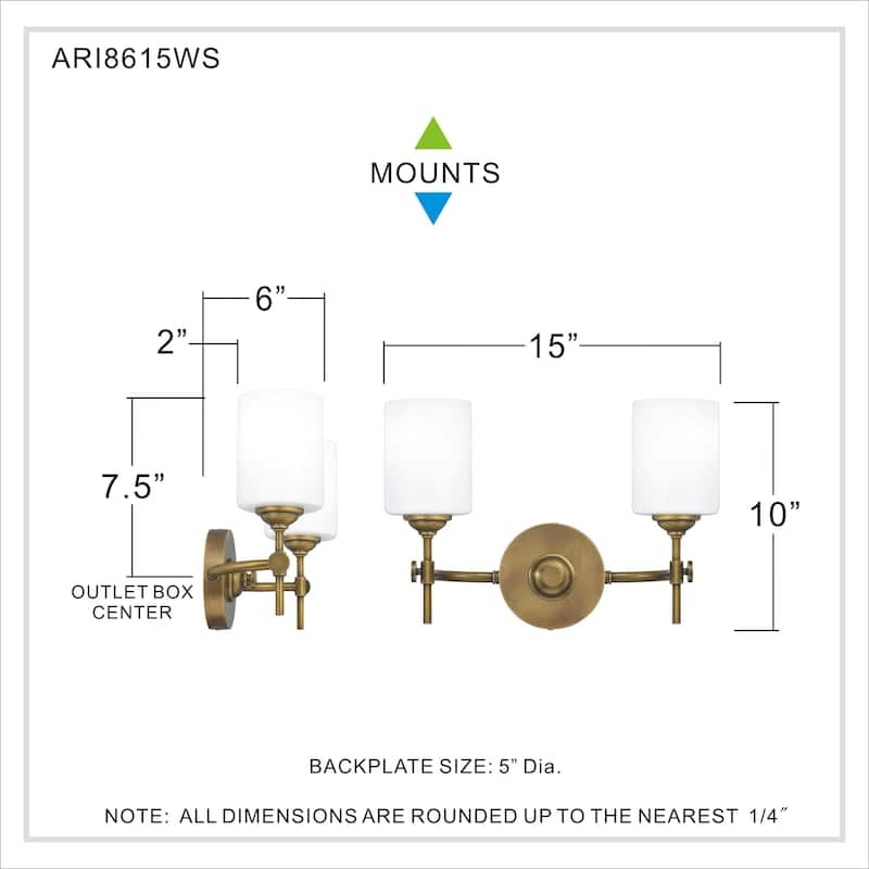 Quoizel Aria Weathered Brass and Opal 2-light Bath Light