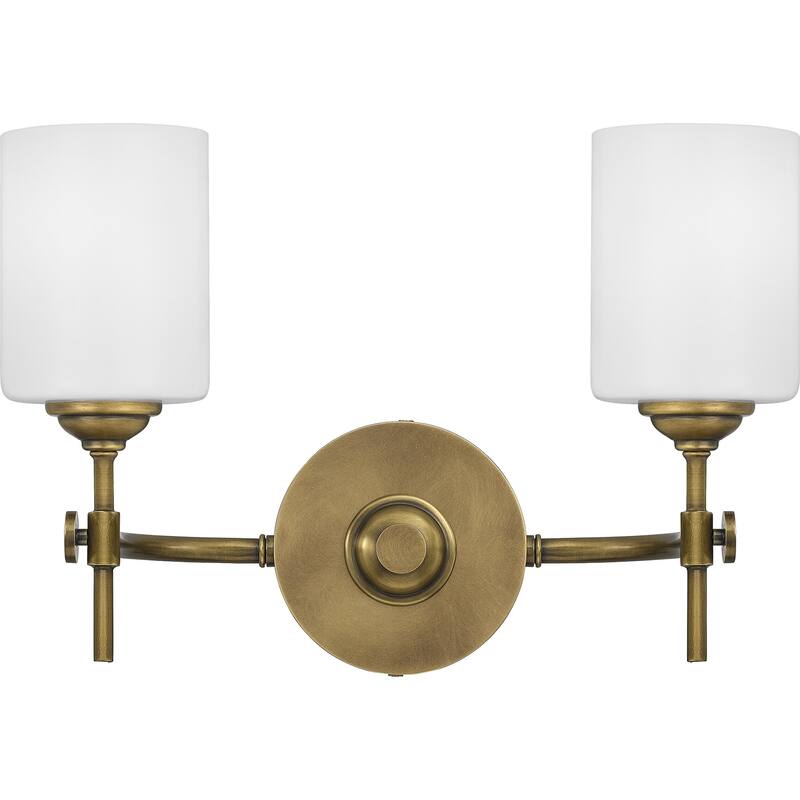 Quoizel Aria Weathered Brass and Opal 2-light Bath Light