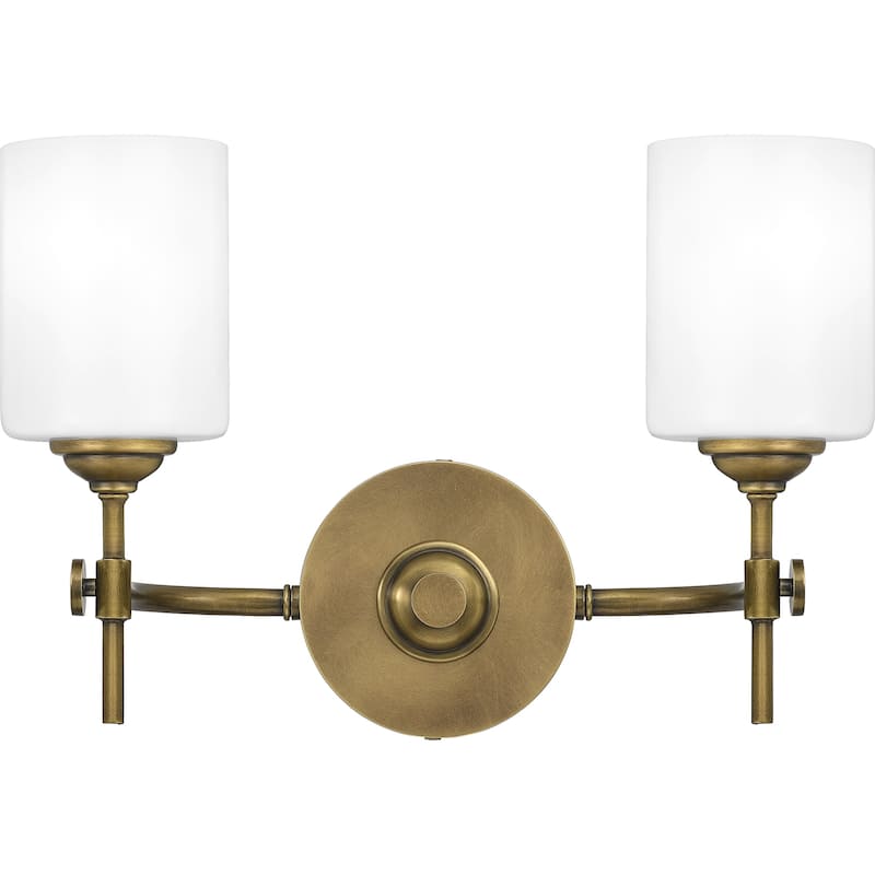 Quoizel Aria Weathered Brass and Opal 2-light Bath Light