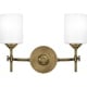 preview thumbnail 2 of 5, Quoizel Aria Weathered Brass and Opal 2-light Bath Light