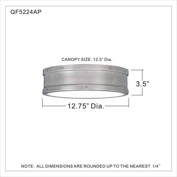 dimension image slide 1 of 2, Carbon Loft Tiwari Etched Diffuser LED Flush Mount