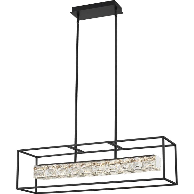 Quoizel Dazzle Matte Black and Crystal LED Island Chandelier