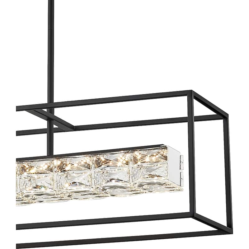 Quoizel Dazzle Matte Black and Crystal LED Island Chandelier
