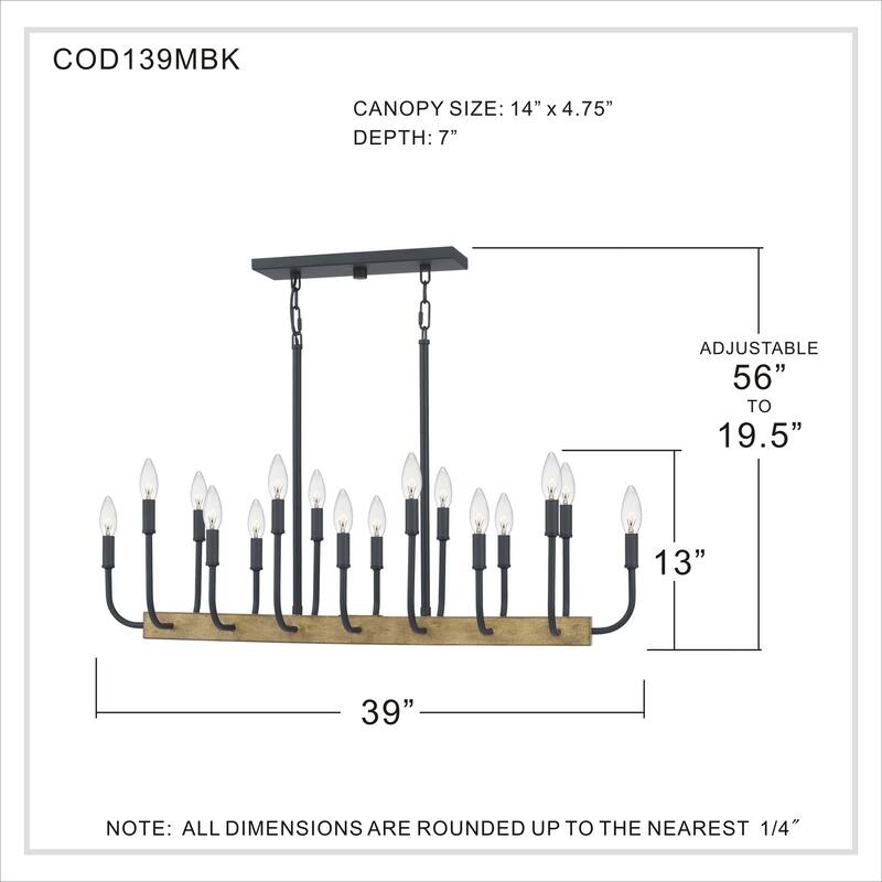 Quoizel Coda Matte Black 16-light Island Chandelier
