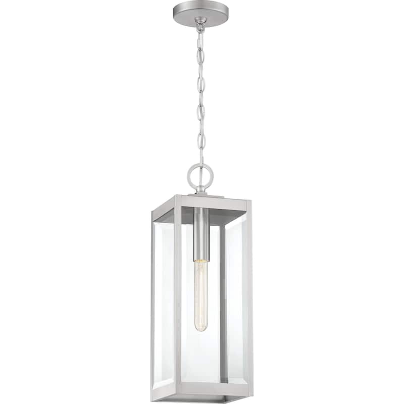Okaba Clear Beveled Outdoor Hanging Light by Havenside Home - Stainless Steel