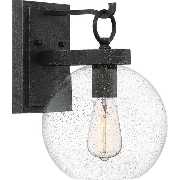 slide 1 of 7, Quoizel Barre Grey Ash and Clear Medium 1-light Outdoor Wall Lantern