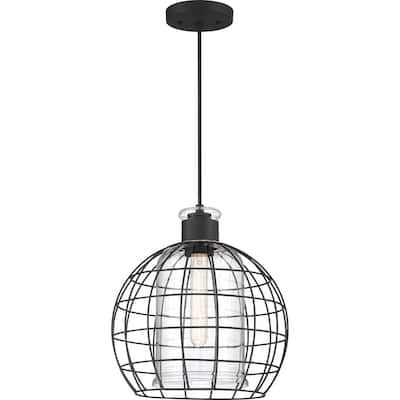 Quoizel Whitman Matte Black and Clear 1-light Mini Pendant
