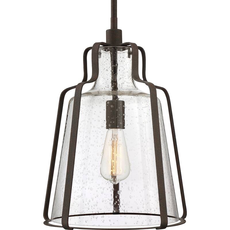 Quoizel Haverford Rustic Black and Clear Seedy 1-light Pendant