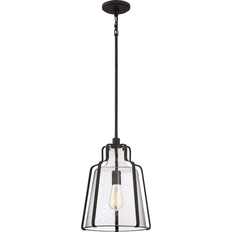 Quoizel Haverford Rustic Black and Clear Seedy 1-light Pendant