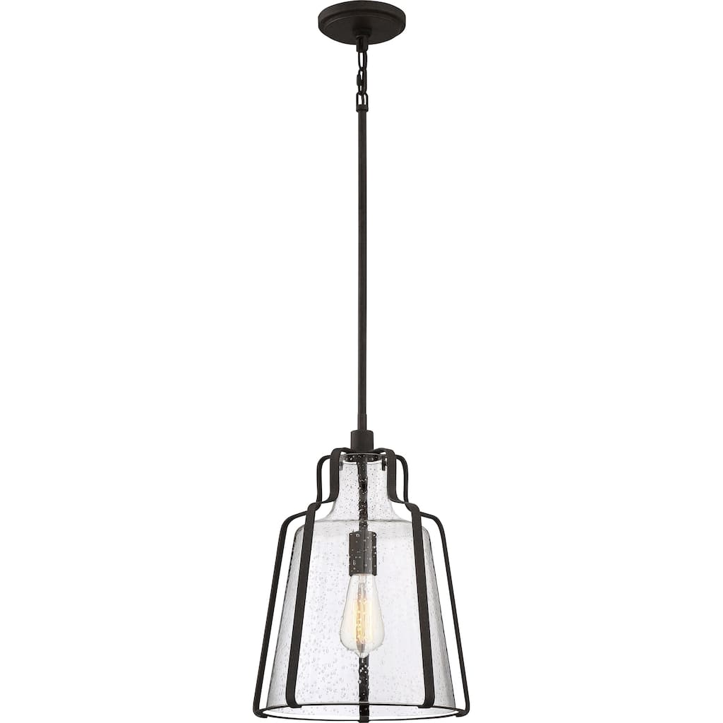 Quoizel Haverford Rustic Black and Clear Seedy 1-light Pendant
