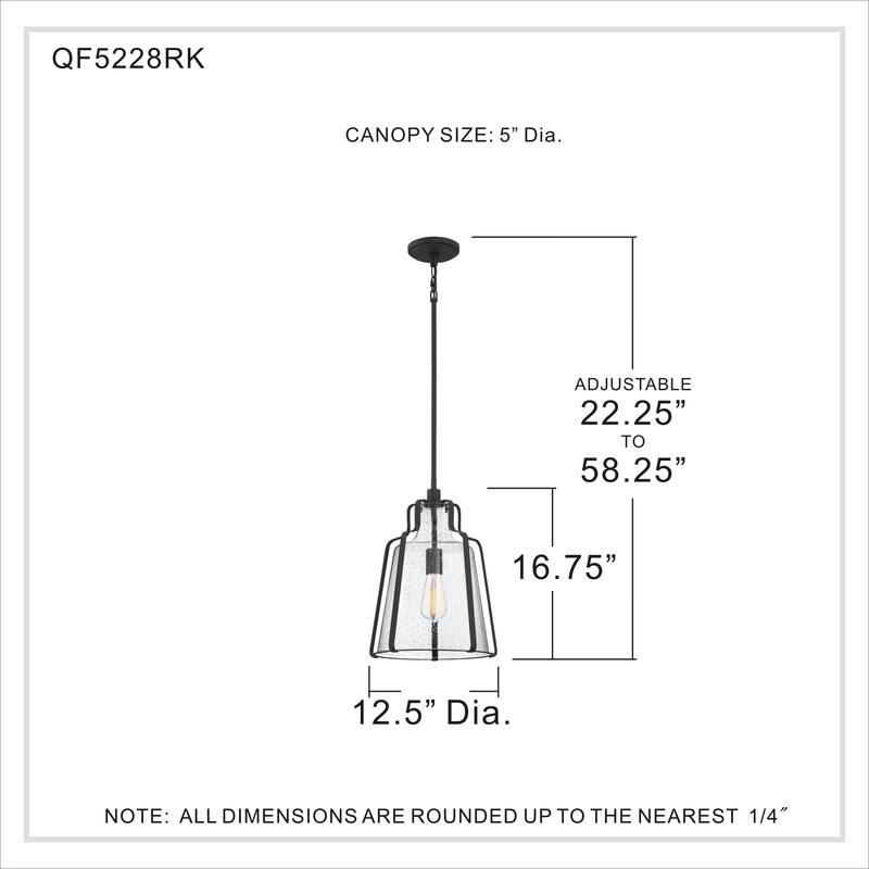 Quoizel Haverford Rustic Black and Clear Seedy 1-light Pendant