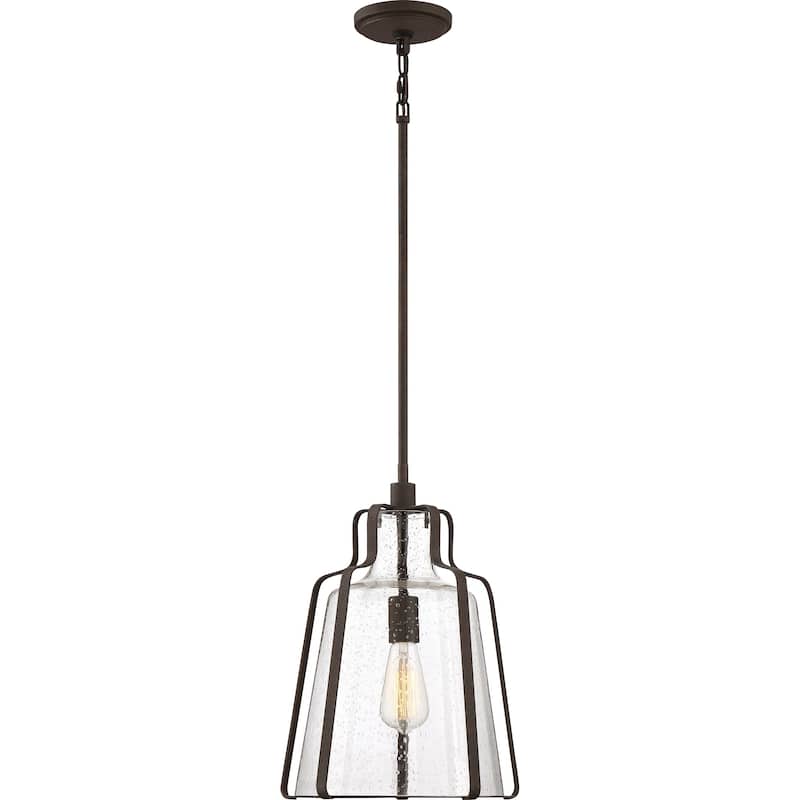 Quoizel Haverford Rustic Black and Clear Seedy 1-light Pendant