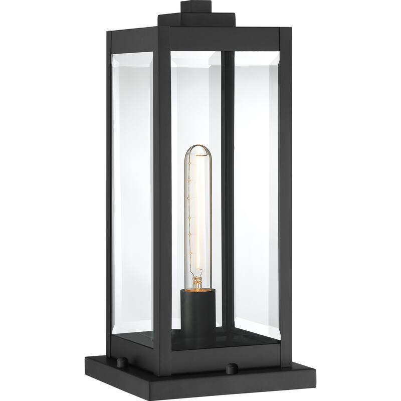 Rumadan Clear Seedy 1-light Outdoor Pier Base Lantern by Havenside Home - Earth Black
