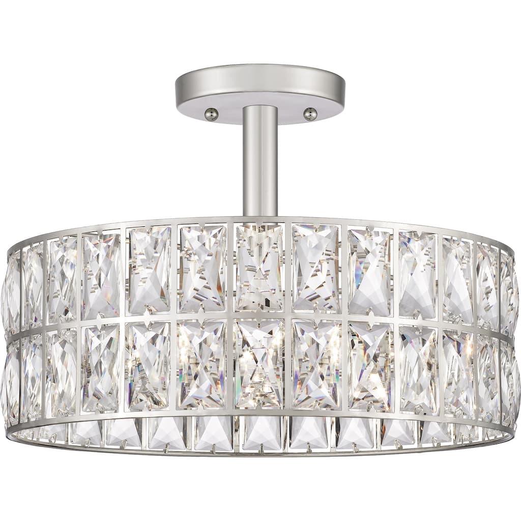 Silver Orchid Hughes Clear Crystal 3-light Semi-flush Mount