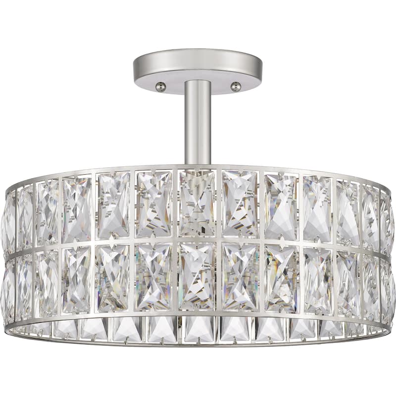 Silver Orchid Hughes Clear Crystal 3-light Semi-flush Mount
