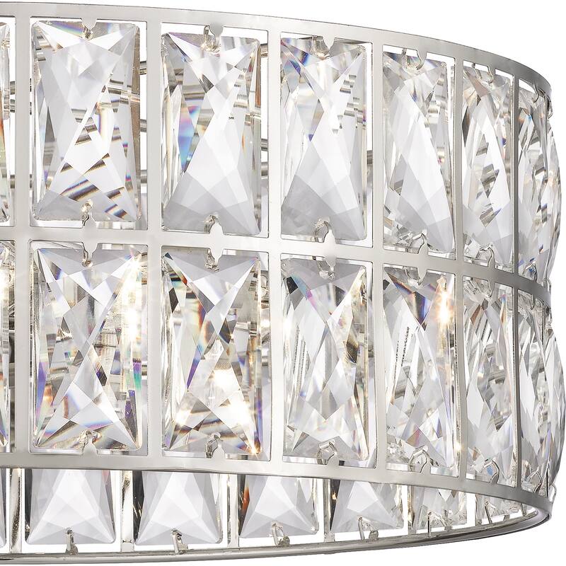 Silver Orchid Hughes Clear Crystal 3-light Semi-flush Mount