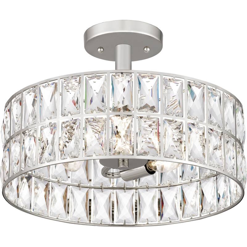 Silver Orchid Hughes Clear Crystal 3-light Semi-flush Mount