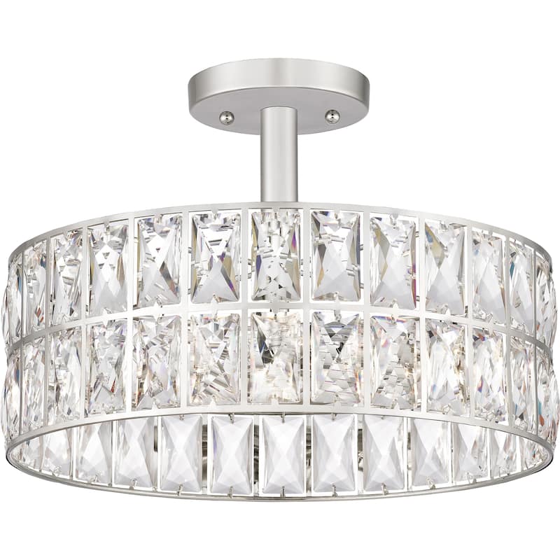 Silver Orchid Hughes Clear Crystal 3-light Semi-flush Mount