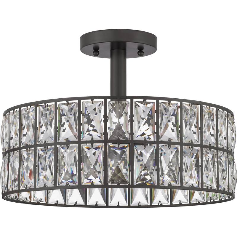 Silver Orchid Hughes Clear Crystal 3-light Semi-flush Mount