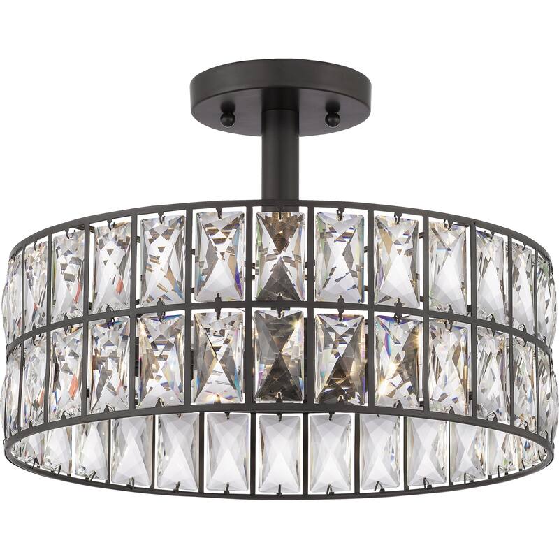 Silver Orchid Hughes Clear Crystal 3-light Semi-flush Mount