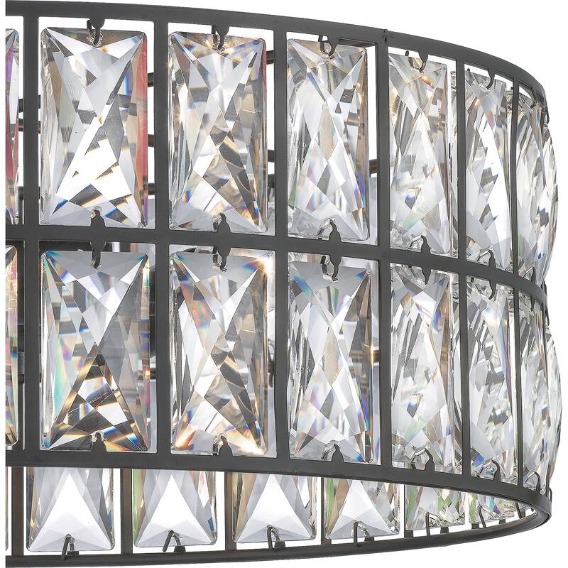Silver Orchid Hughes Clear Crystal 3-light Semi-flush Mount