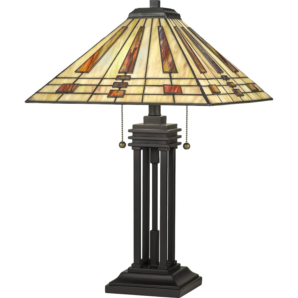 Quoizel Stevie Western Bronze and Tiffany 2-light Table Lamp