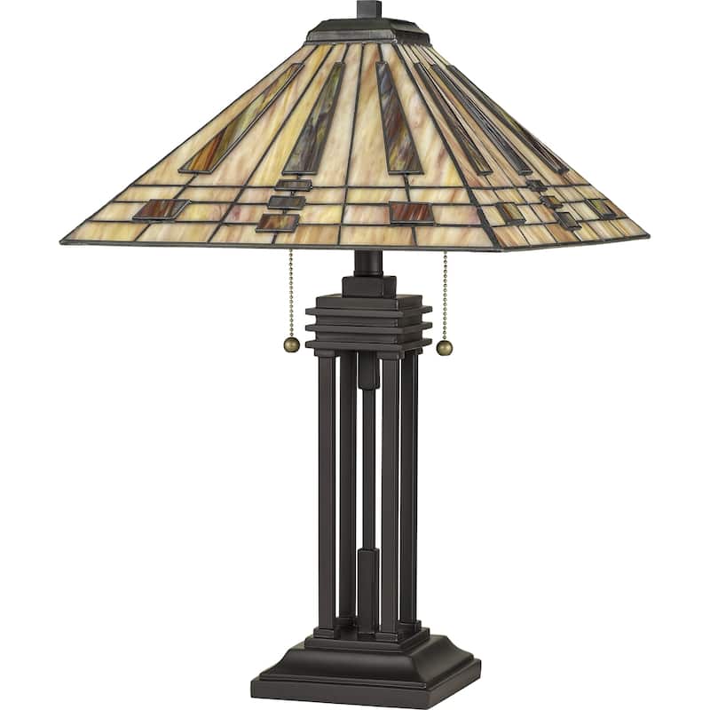 Quoizel Stevie Western Bronze and Tiffany 2-light Table Lamp