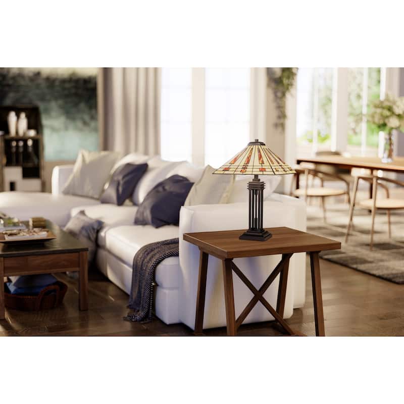 Quoizel Stevie Western Bronze and Tiffany 2-light Table Lamp