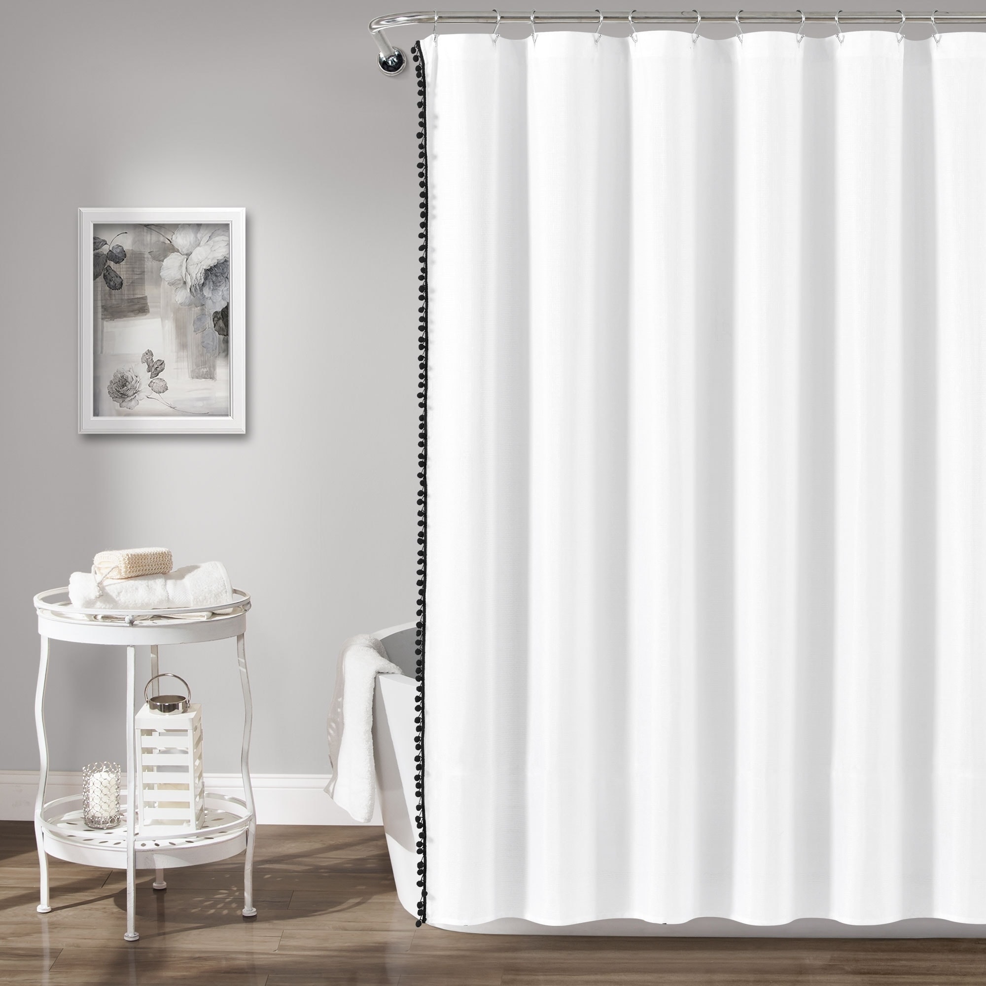 Lush Decor Pom Pom Shower Curtain On Sale Overstock 30643431 Black